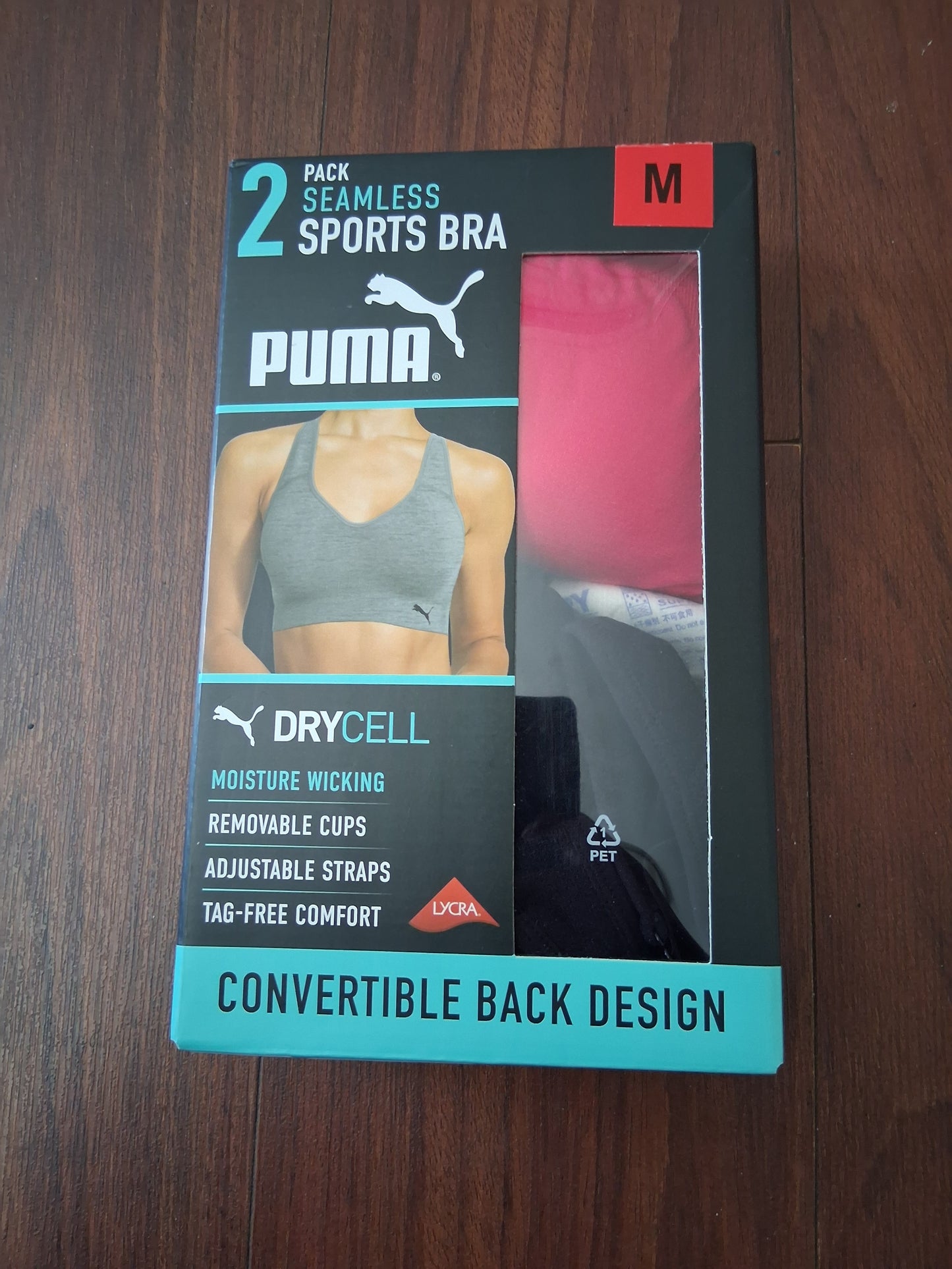 2 Pack Puma Sports Bra Black/Pink M