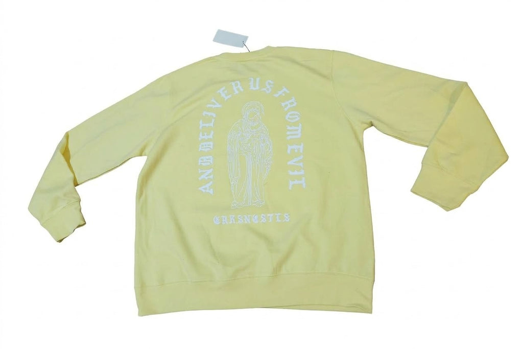 Crooks & Castles "Deliver Us From Evil" Graphic Crewneck Sweatshirt – Light Yellow