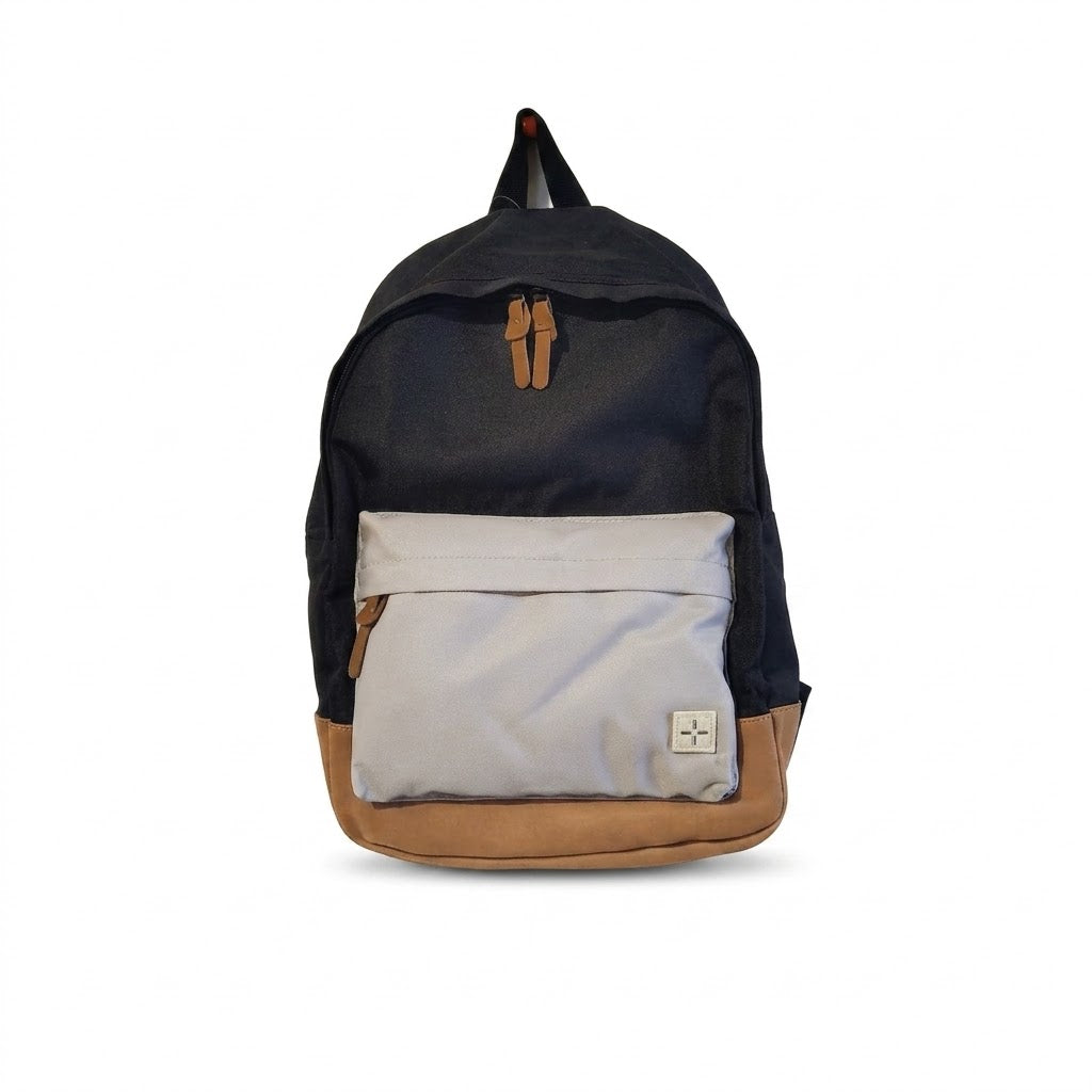 Sun + Stone Riley Canvas Colorblocked Backpack – Black/Grey/Brown