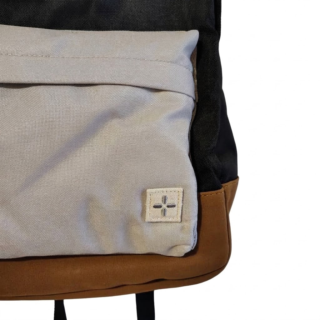 Sun + Stone Riley Canvas Colorblocked Backpack – Black/Grey/Brown