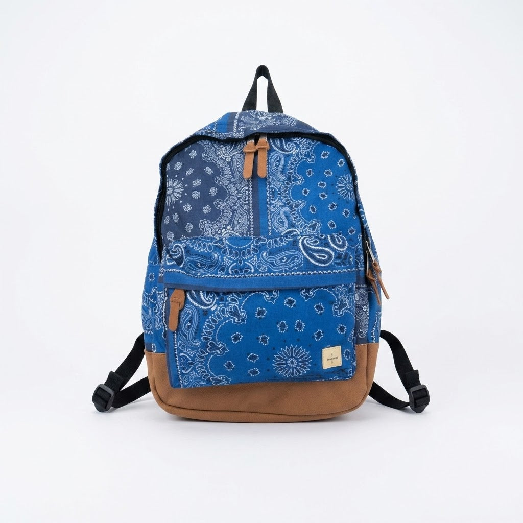 Sun + Stone Blue Bandana Patchwork Backpack
