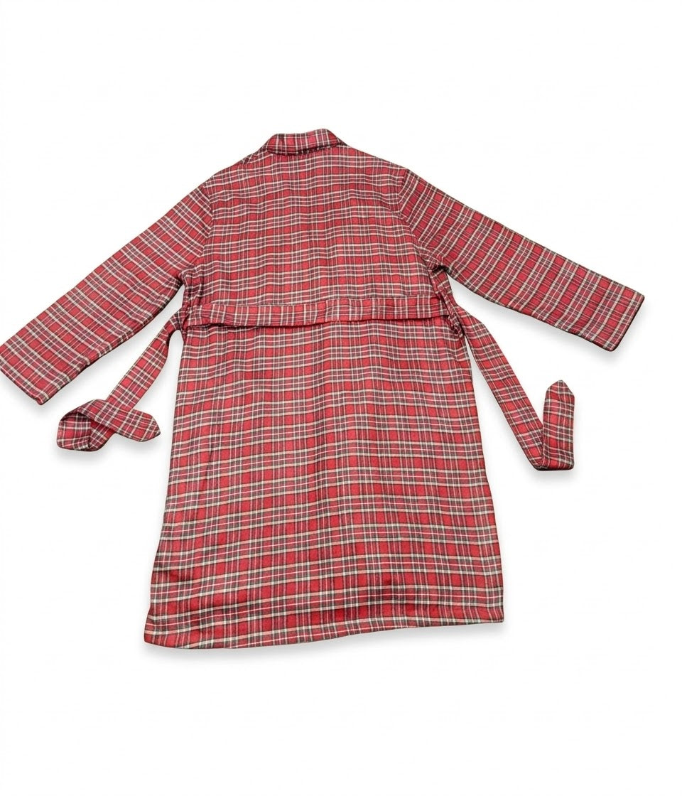 Club Room Men's Classic Plaid Flannel Belted Pajama Robe – Red Multi