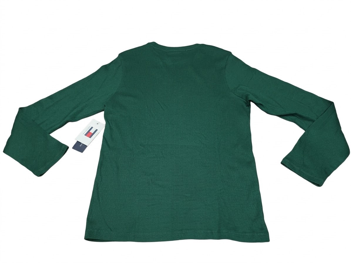 NWT Tommy Hilfiger Men’s Green Ribbed Long-Sleeve Crewneck Top