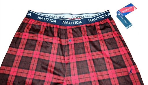 Nautica Men’s RestLuxe Red Plaid Cuffed Sleep Joggers