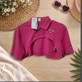 Reebok Vector Ultra-Cropped Arch Cutout Polo Shrug in Hot Pink Size Small