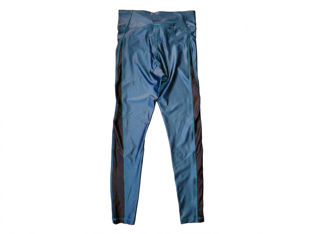 Reebok Women's High-Rise Metallic Colorblock Leggings – Shiny Teal / Black