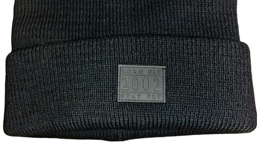 Born Fly Knit Beanie Hat Black Cuffed Winter Cap NWT