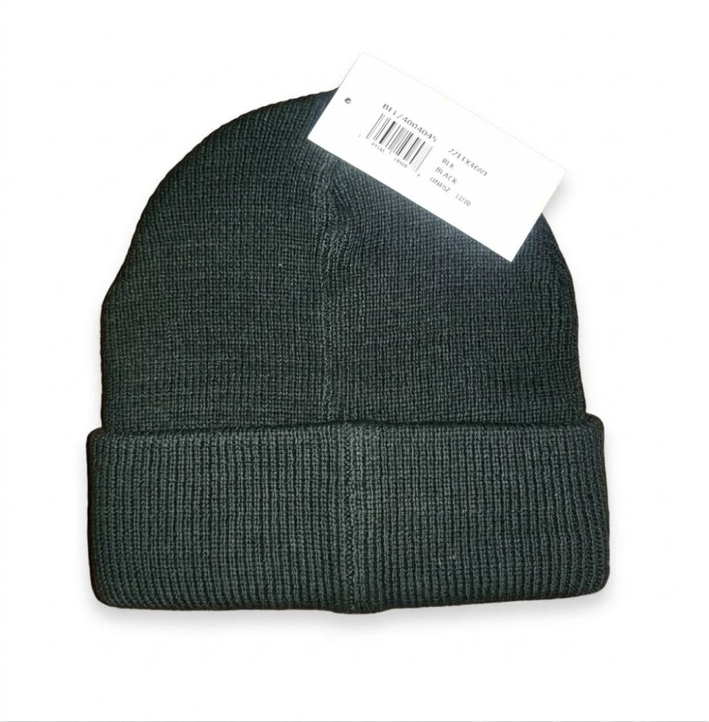 Born Fly Knit Beanie Hat Black Cuffed Winter Cap NWT