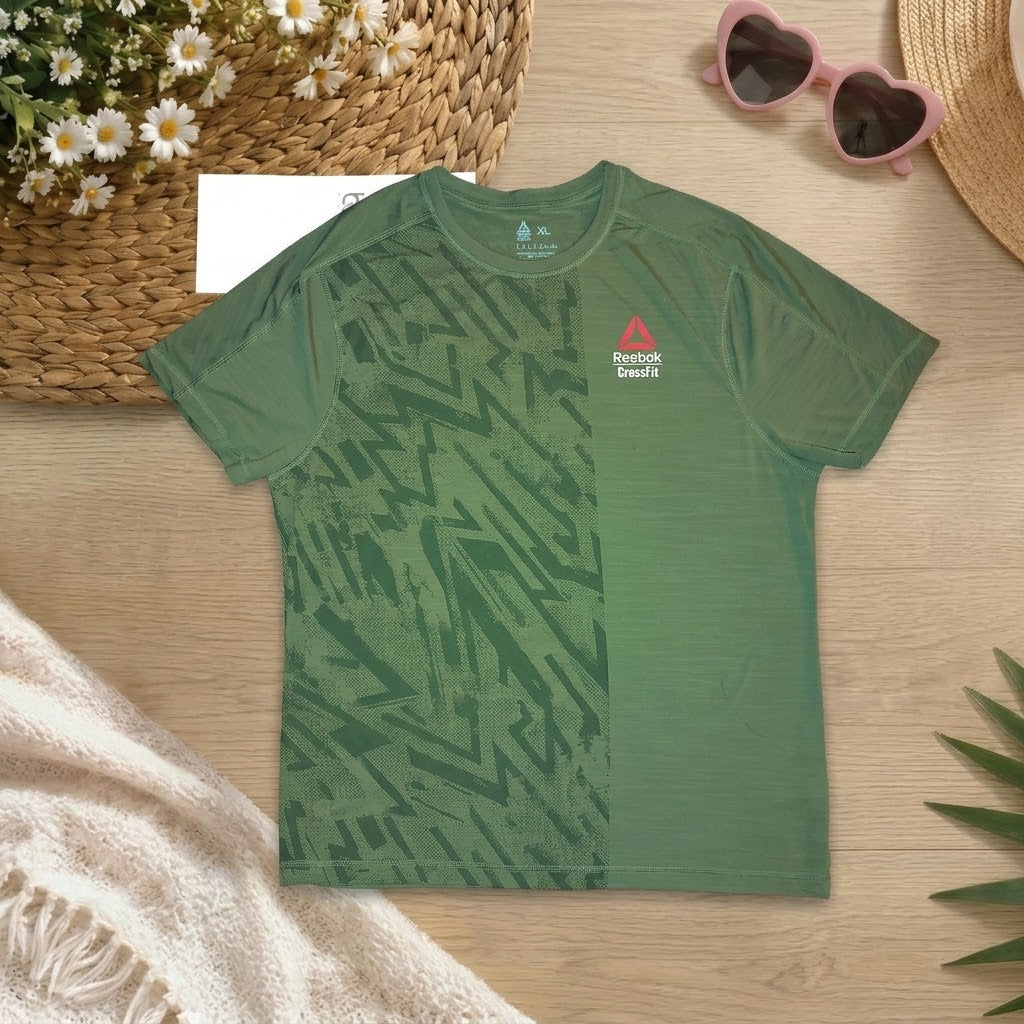 Reebok CrossFit Men's Graphic Performance Training T-Shirt – Olive Green (Size XL)