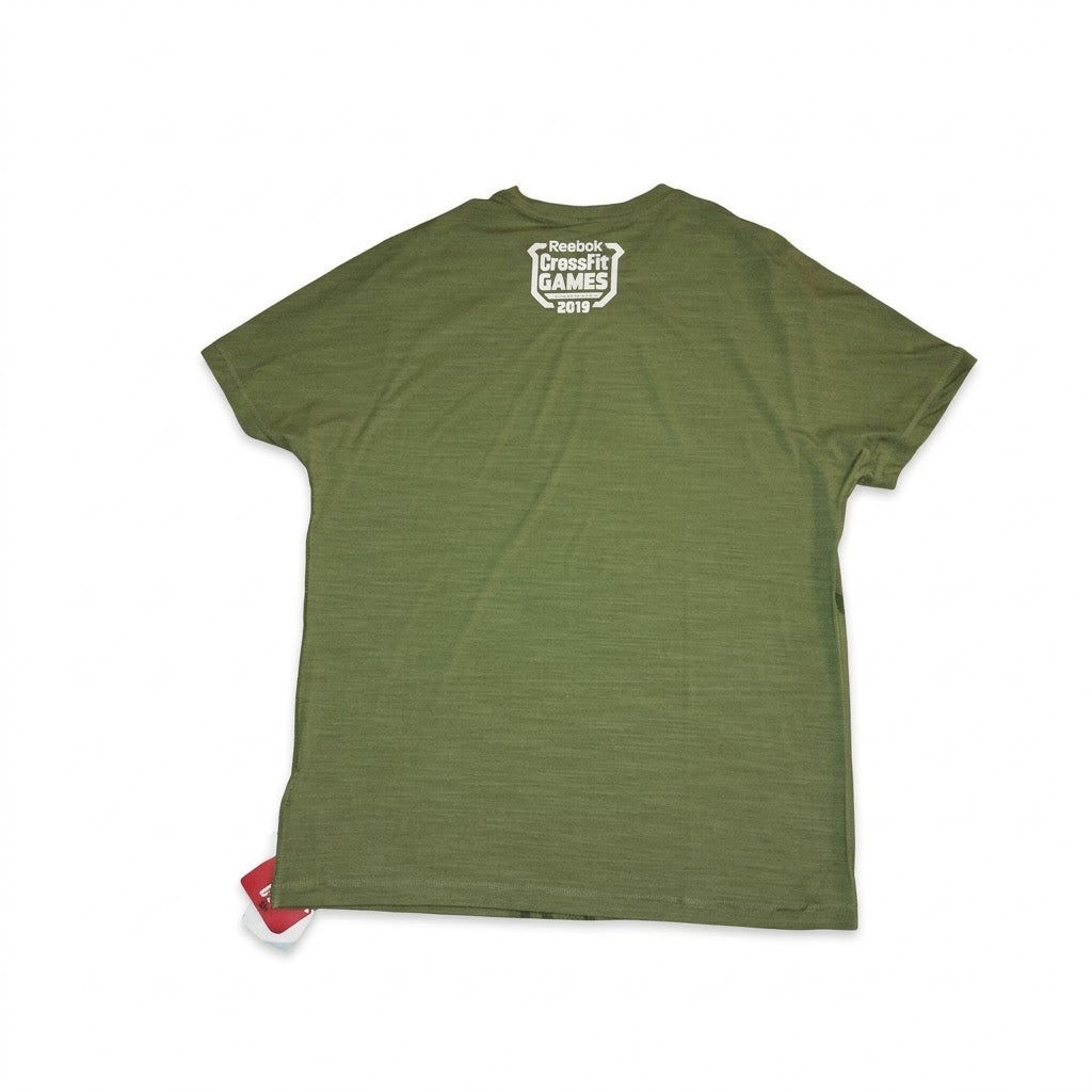 Reebok CrossFit Men's Graphic Performance Training T-Shirt – Olive Green (Size XL)