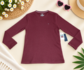 NWT Tommy Hilfiger Men's Ribbed Long-Sleeve Thermal Crewneck Shirt – Burgundy / Maroon
