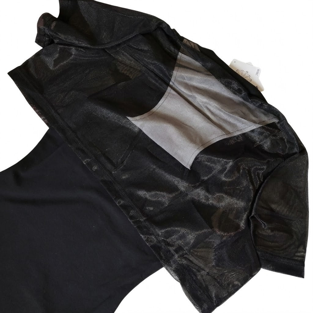 Reebok Classics Black Bodycon Midi Dress with Shimmer Crop Top Overlay