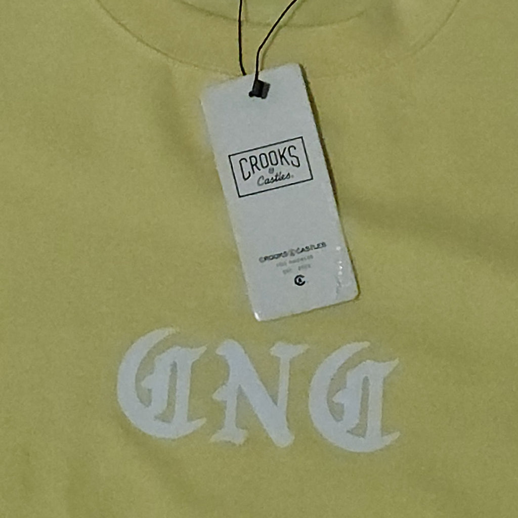 Crooks & Castles "Deliver Us From Evil" Graphic Crewneck Sweatshirt – Light Yellow