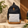 Sun + Stone Riley Canvas Colorblocked Backpack – Black/Grey/Brown